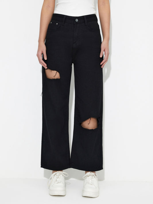 Straight Leg Ripped Jeans 120292