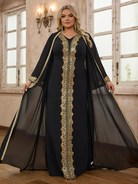 Plus Size Color Block Arabian Dresses 1288002