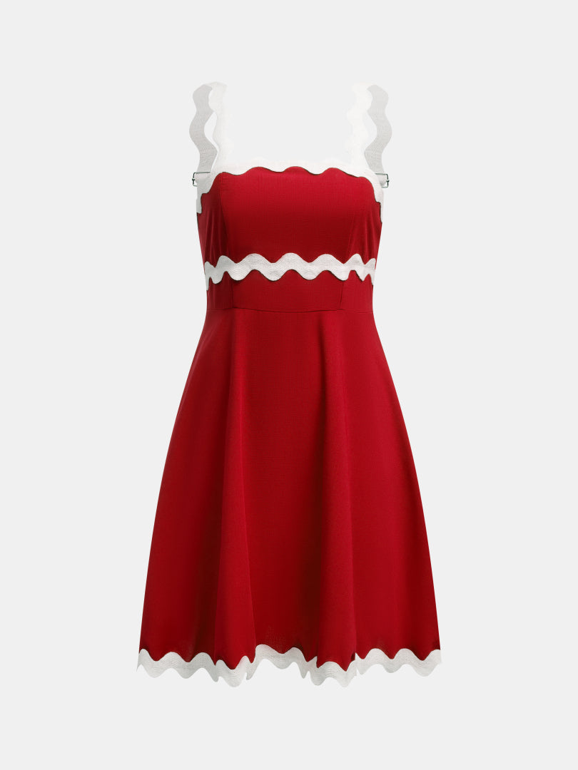 Contrast Stitch A-Line Dress 1265692