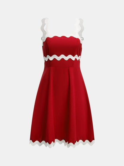 Contrast Stitch A-Line Dress 1265692