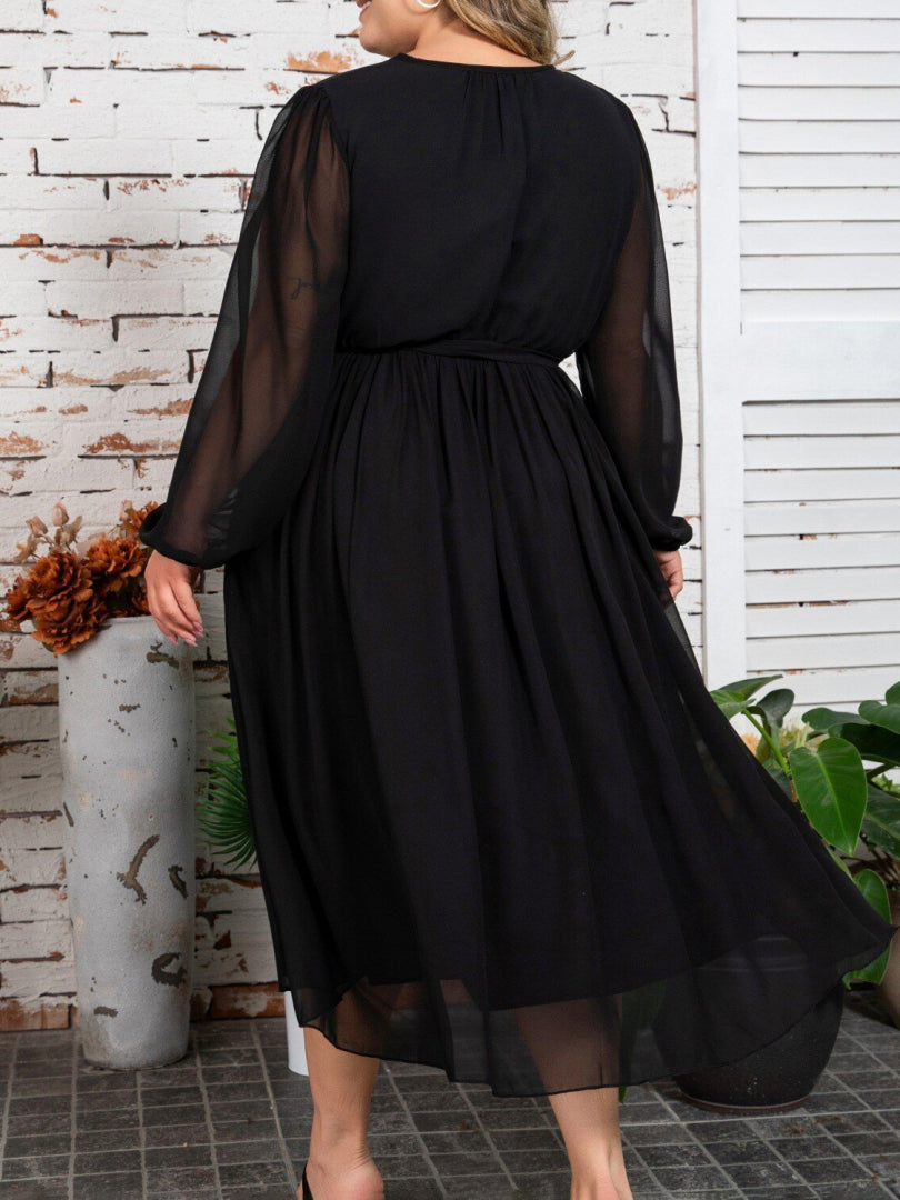Plus Size Belted A-Line Dress 1251662