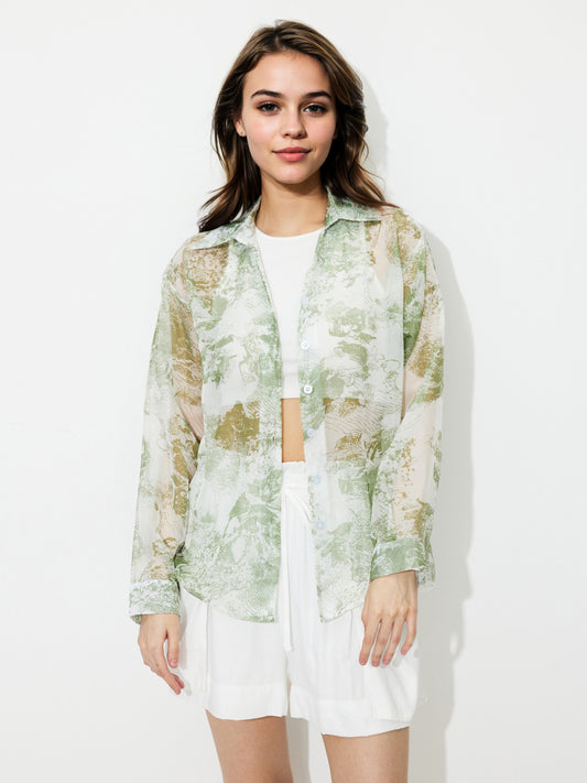 Printed Placket Blouse 1236202