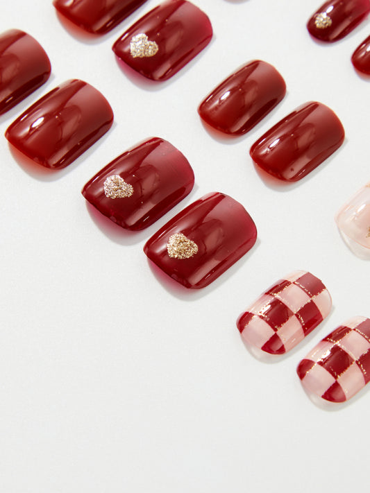 Plaid Pattern Short Press On Nails 1235682