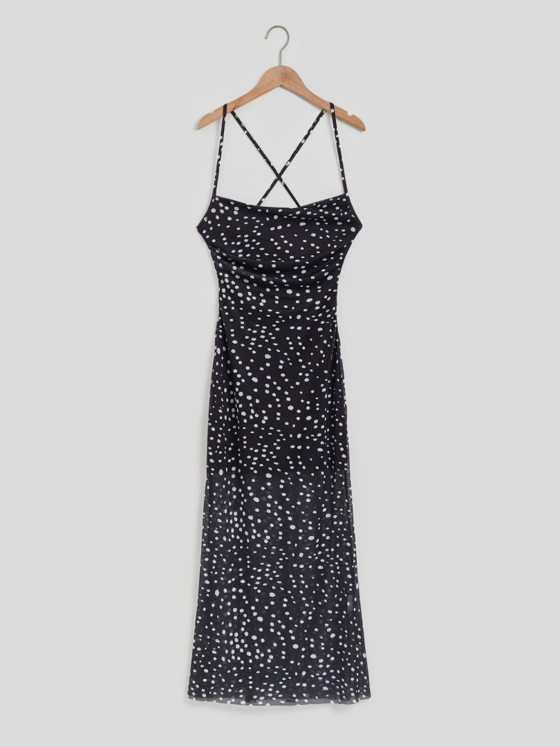 Long Gathered Sheer Cami Dress 110834