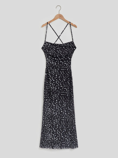 Long Gathered Sheer Cami Dress 110834