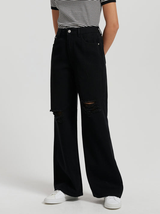 Ripped Straight Leg Jeans 112445