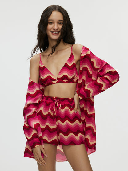 Printed Top, Shirt And Shorts Co-ord Set 109842