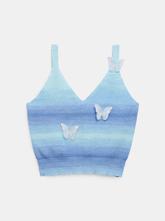 3D Butterfly Ombre Knit Top 1249452