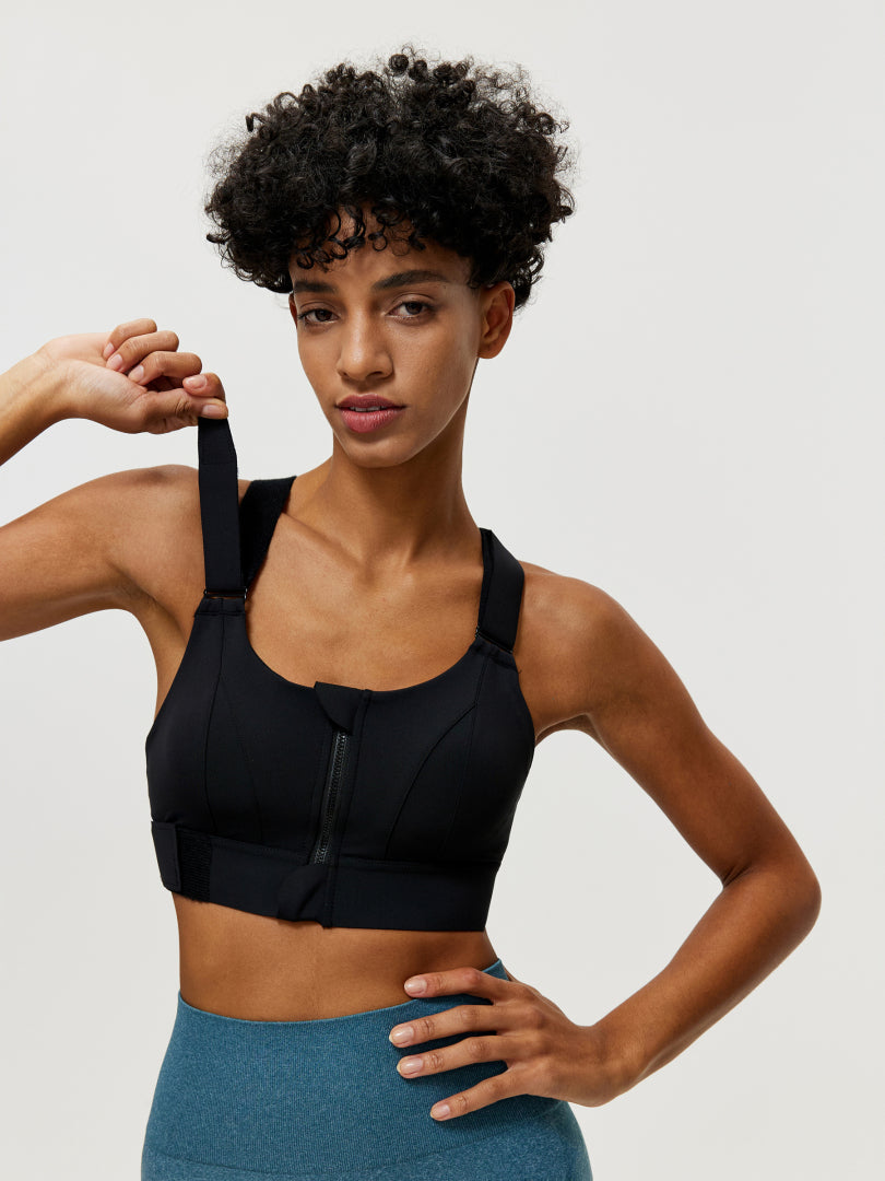 Zippered Criss Cross Back Sports Bra 106507