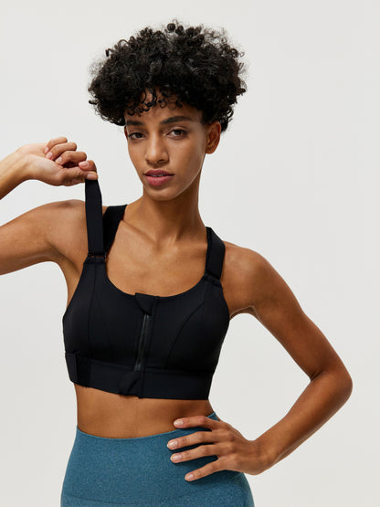Zippered Criss Cross Back Sports Bra 106507