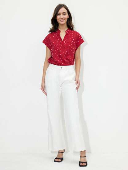 Polo Collar Printed Top  121324
