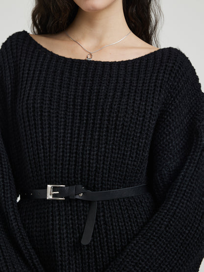 Belted Knit Pullover 116269