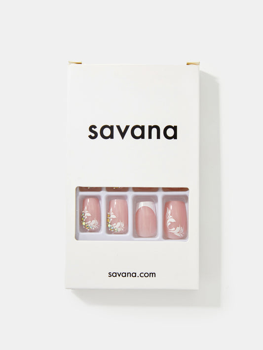 Floral Pattern Square Press On Nails 1235752