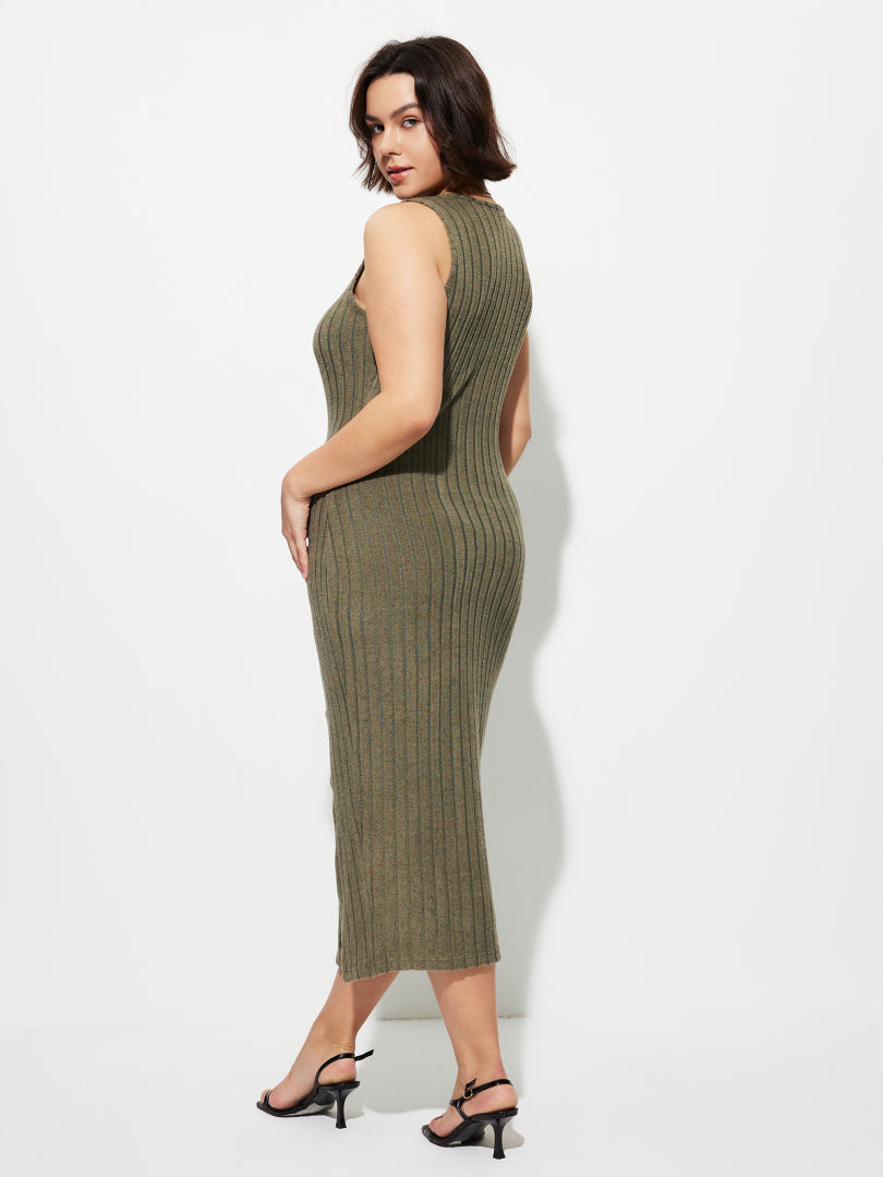 Plus Size Slit Bodycon Dress 1276162