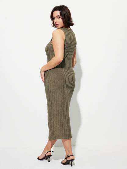 Plus Size Slit Bodycon Dress 1276162