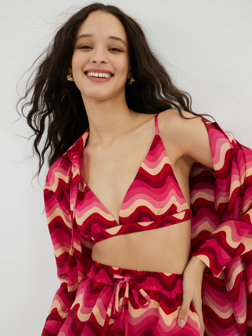 Printed Top, Shirt And Shorts Co-ord Set 109842
