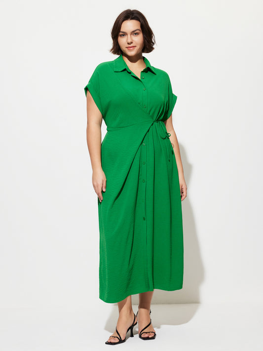 Plus Size Asymmetric Shirt Dress 1280962