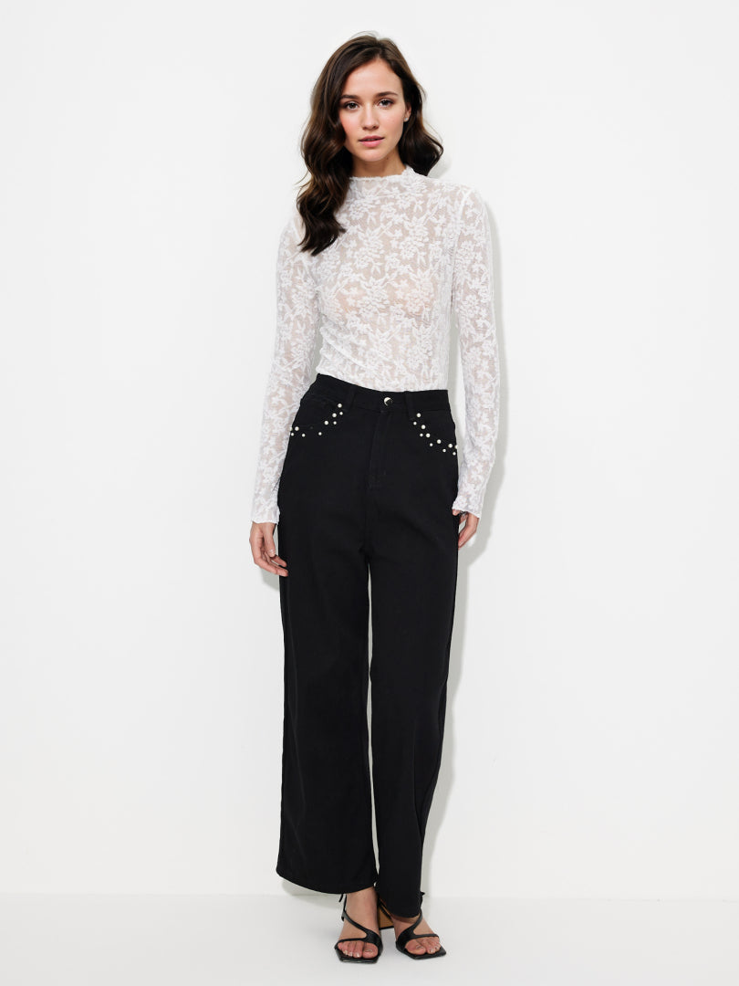 Beaded Straight Leg Jeans 119880