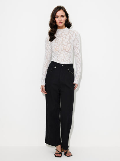 Beaded Straight Leg Jeans 119880