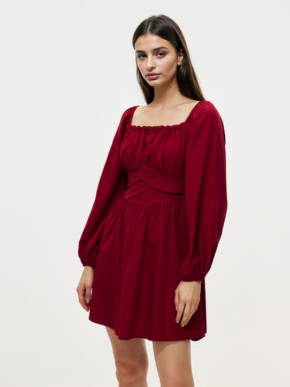 Short A-line Dress With Back Knot 107733