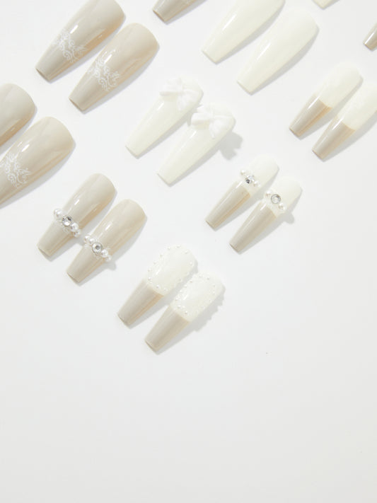 3D design Diamond Long Square Press On Nails 1235922