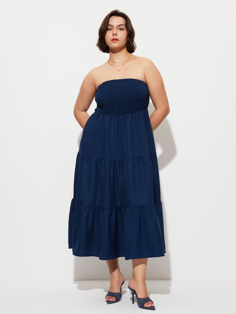 Plus Size Smocking A-Line Dress 1273322