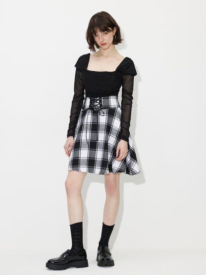 Lace Up A-Line Skirt 119514