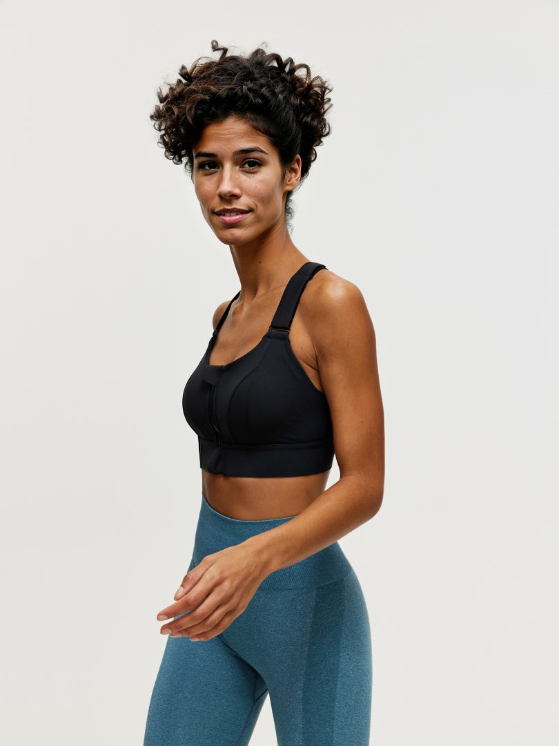 Zippered Criss Cross Back Sports Bra 106507