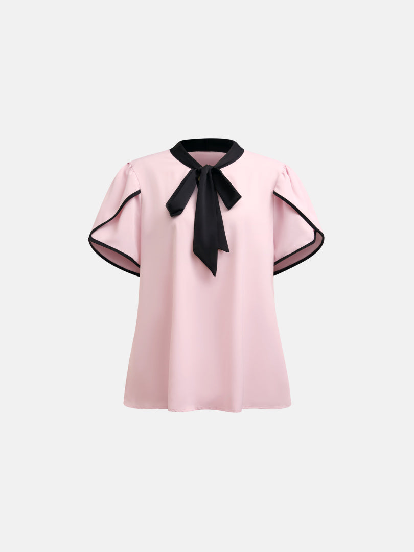 Plus Size Bow Pullover Blouse 1270962