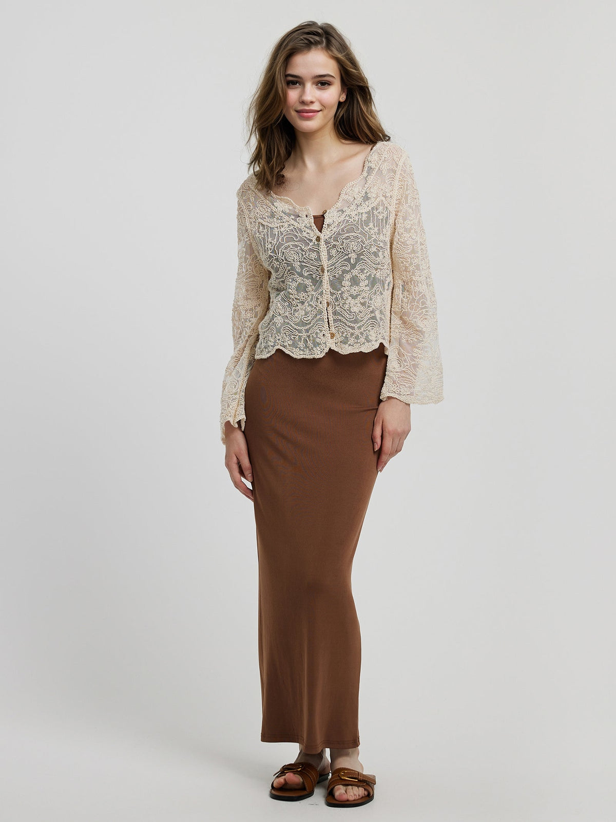 Embroiled Openwork Knit Cardigan 1232762