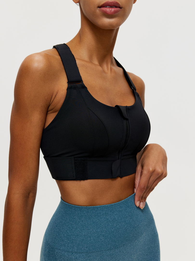 Zippered Criss Cross Back Sports Bra 106507