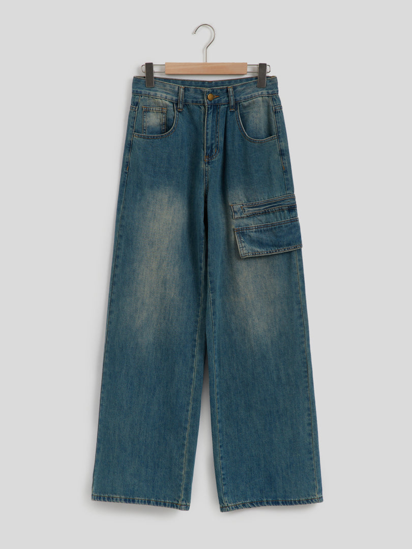 Wide Leg Cargo Jeans 116392