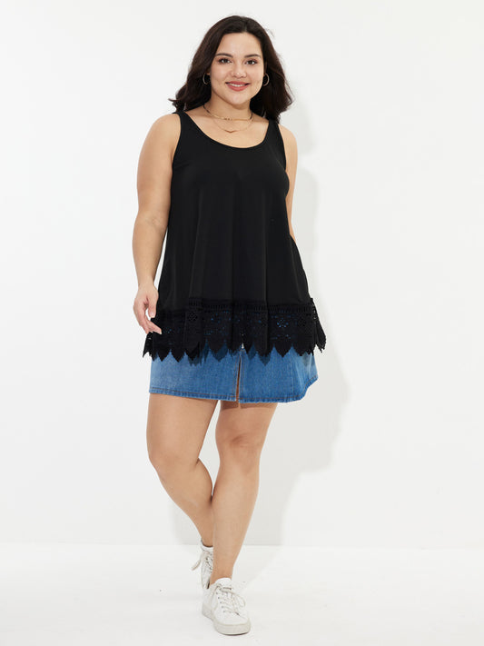 Plus Size Lace-trimmed Tank Top 1246822