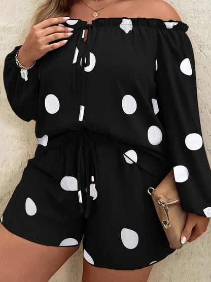 Plus Size Printed Shorts Co-ords 1259572