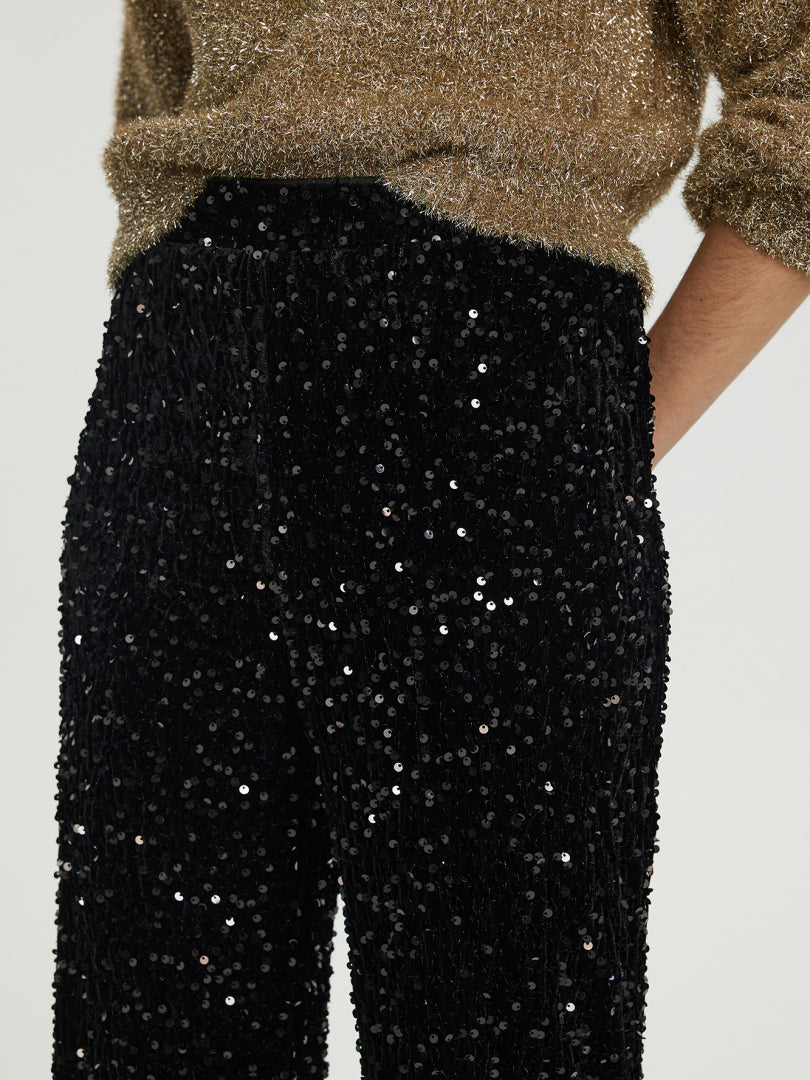 Sequinned Straight Leg Pants 115562