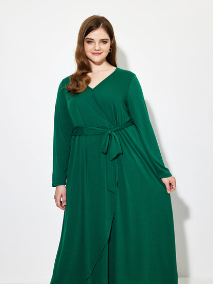 Plus Size Belted A-Line Dress 1252032