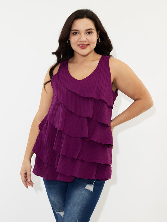Plus Size Ruffle Tank Top 1235482
