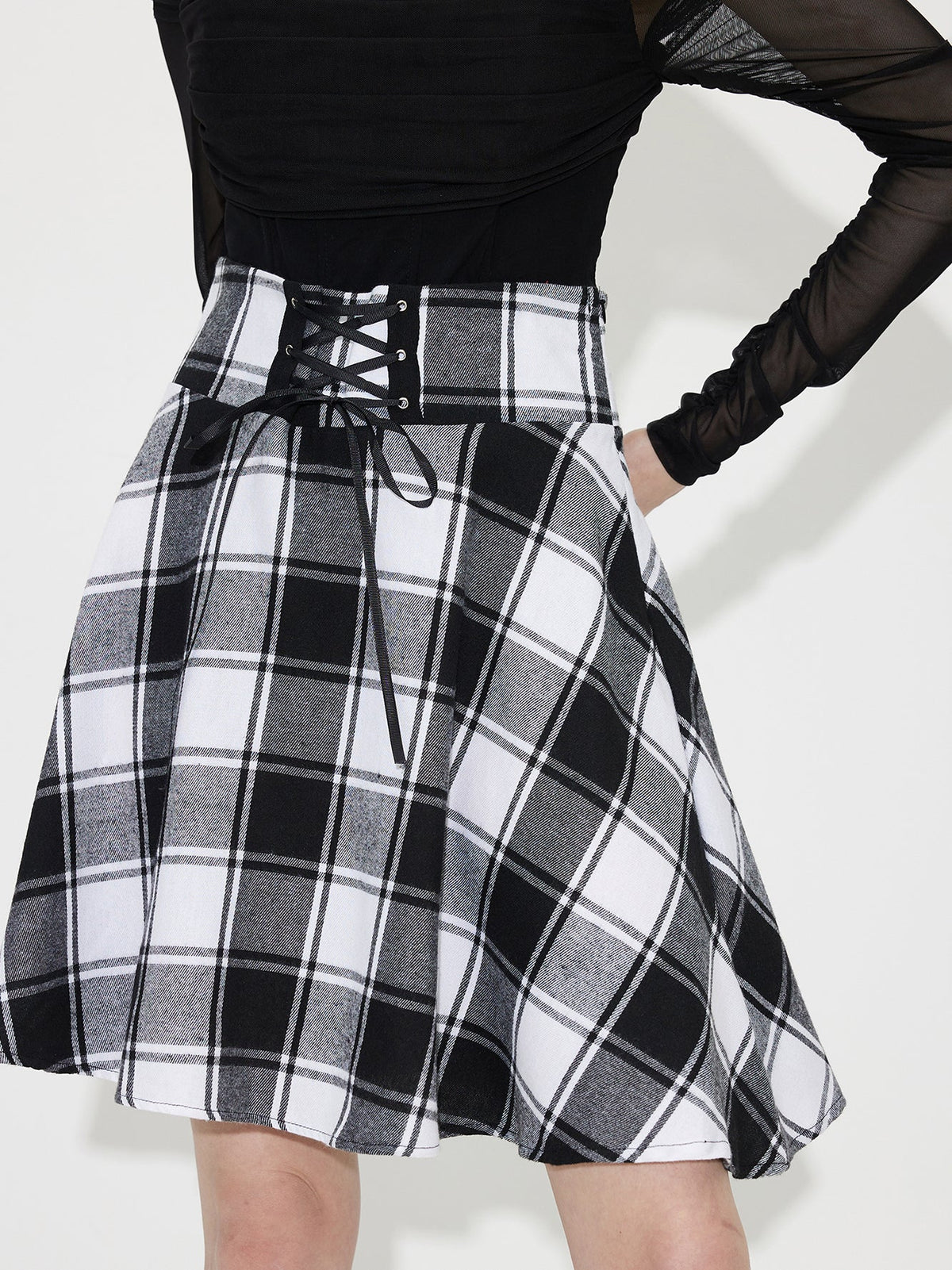 Lace Up A-Line Skirt 119514