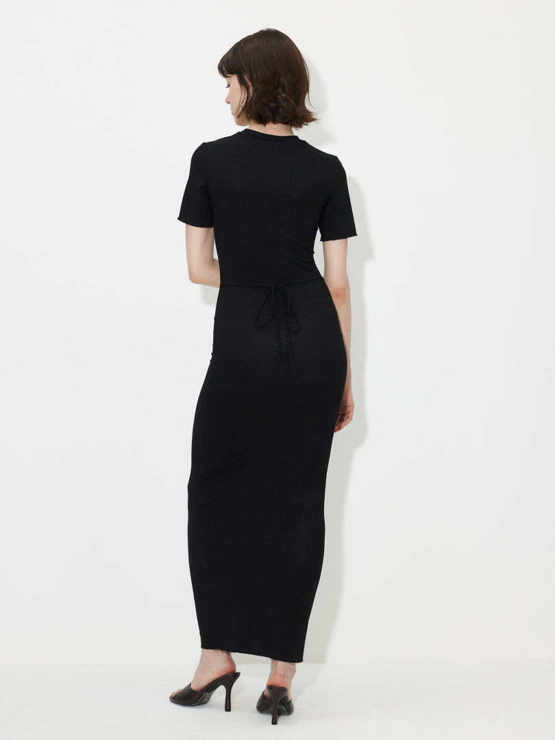 Ribbed Belted Bodycon Dress 120311