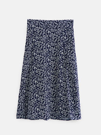 Printed Slit A-Line Midi Skirt 120680