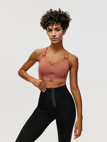 Zippered Criss Cross Back Sports Bra 106507