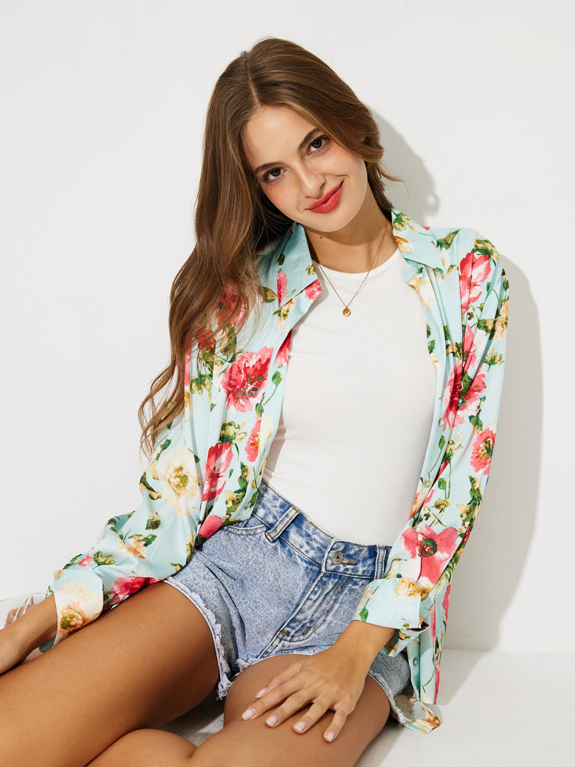 Printed Placket Blouse 117812