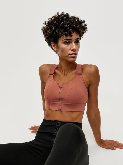 Zippered Criss Cross Back Sports Bra 106507