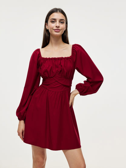 Short A-line Dress With Back Knot 107733