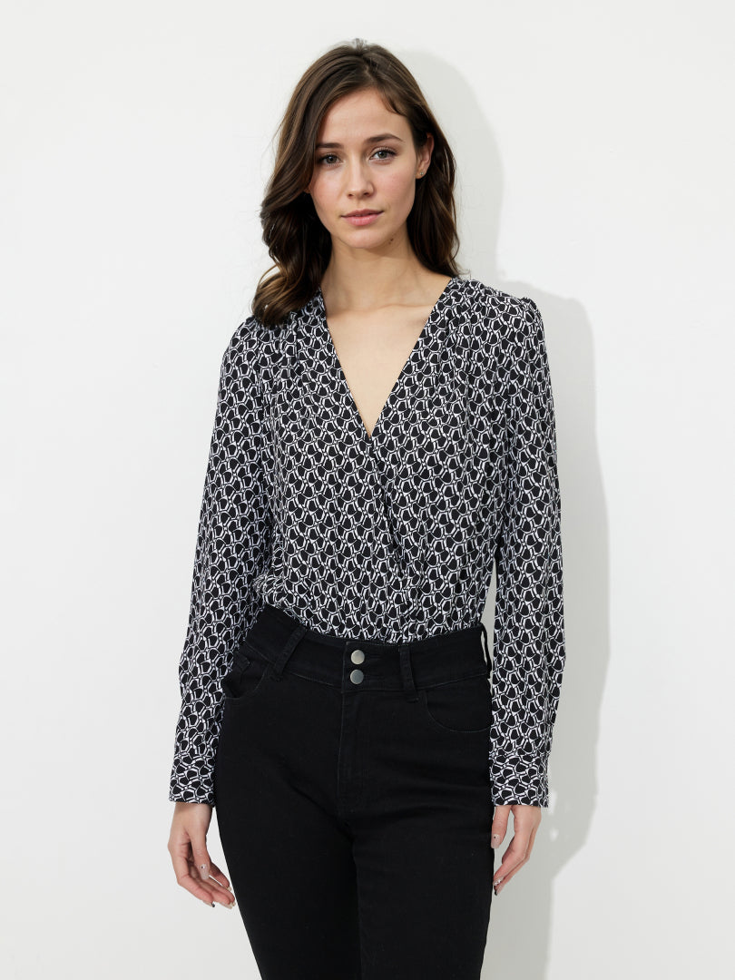 Printed Wrap Bodysuit 121049