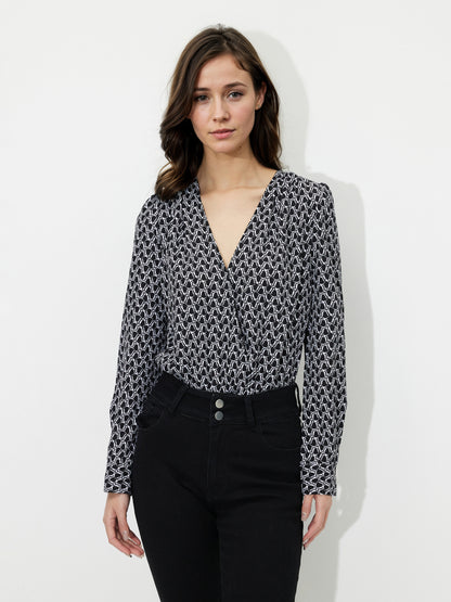 Printed Wrap Bodysuit 121049