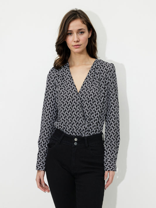 Printed Wrap Bodysuit 121049