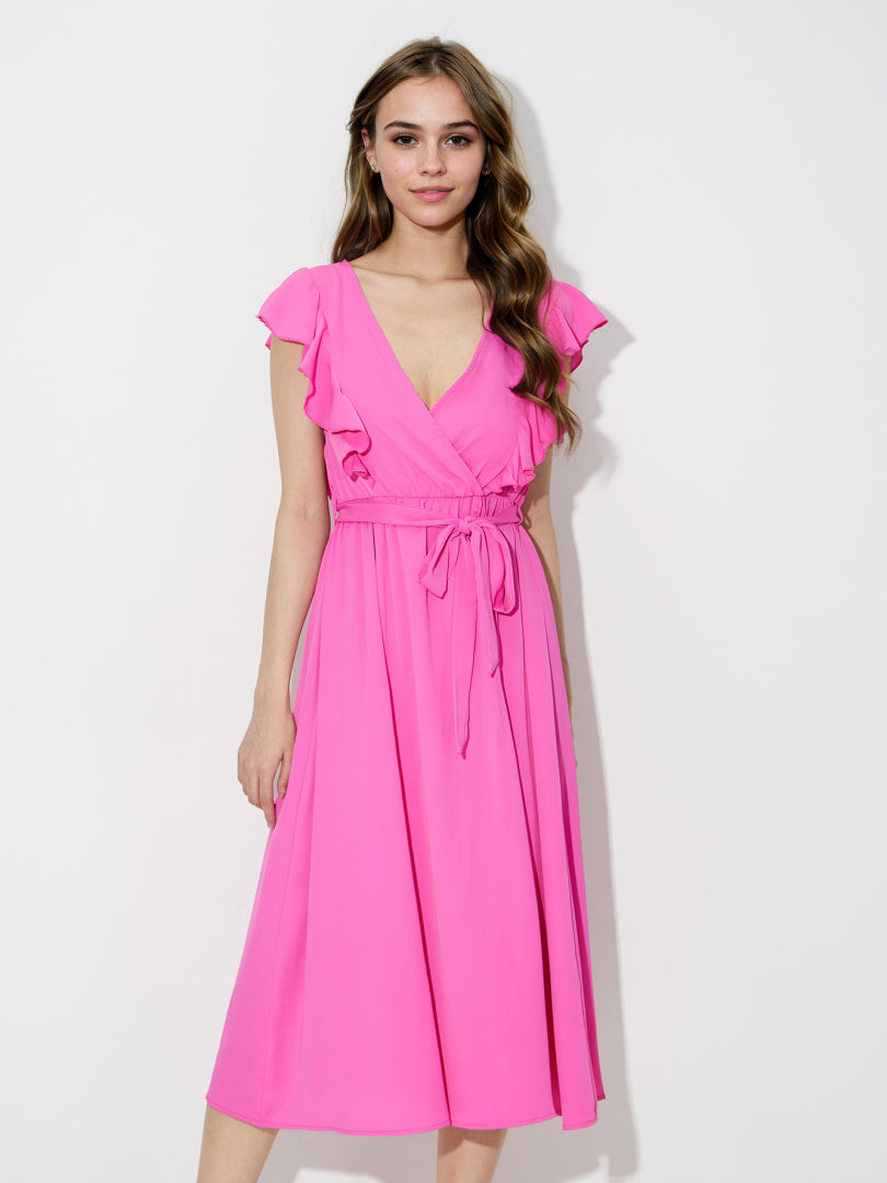 Belted Slit Wrap Dress 120867