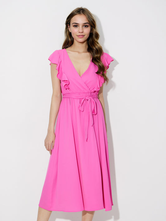 Belted Slit Wrap Dress 120867