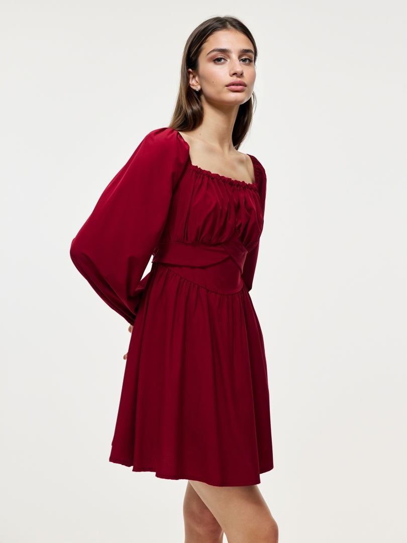 Short A-line Dress With Back Knot 107733